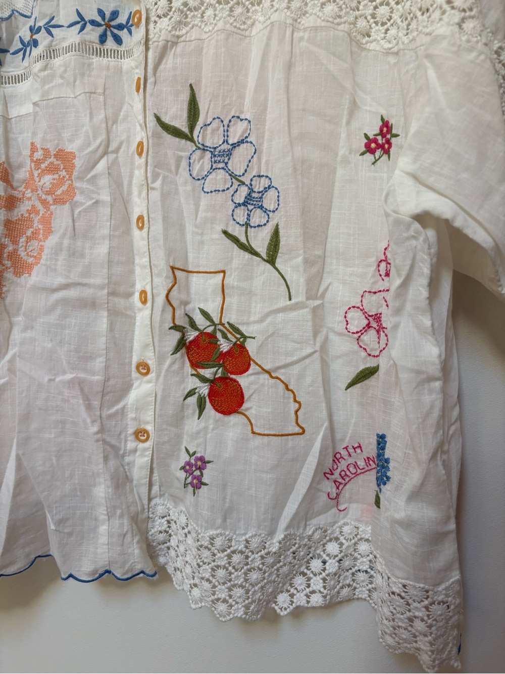 NWOT By Anthropologie 100% Cotton Embroidered Buttondown Shirt Size XL - Picture 11 of 14